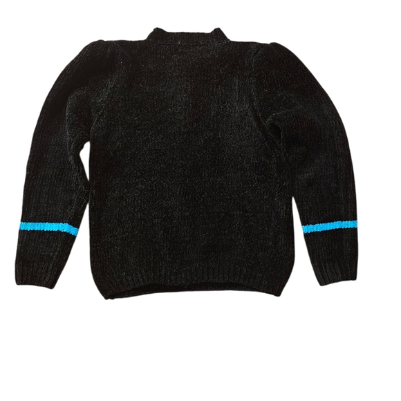 Vtg Shenanagins Black Chenille Sweater with Bright Geometric Pattern Sz M - Picture 3 of 6